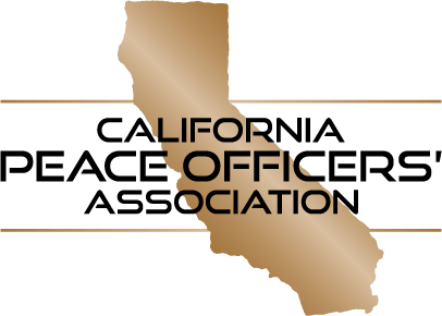 Gold shape of California with the words "California Peace Officers' Association" in black